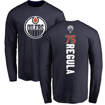Men's Alec Regula Edmonton Oilers Backer Long Sleeve T-Shirt - Navy