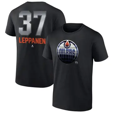 Men's Atro Leppanen Edmonton Oilers Black Midnight Mascot Logo T-Shirt