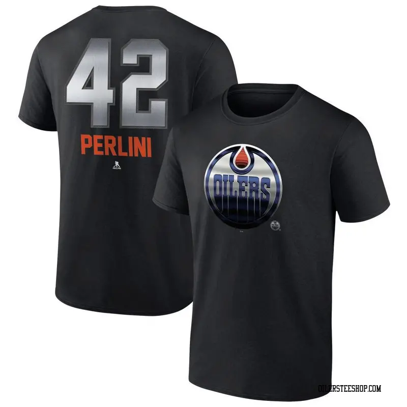 Men's Brendan Perlini Edmonton Oilers Black Midnight Mascot Logo T-Shirt