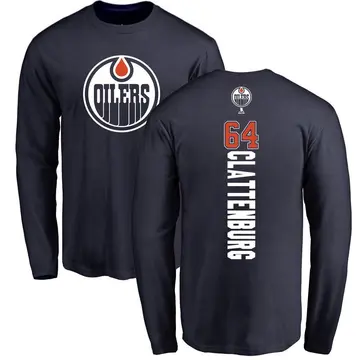 Men's Connor Clattenburg Edmonton Oilers Backer Long Sleeve T-Shirt - Navy