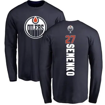 Men's Dave Semenko Edmonton Oilers Backer Long Sleeve T-Shirt - Navy