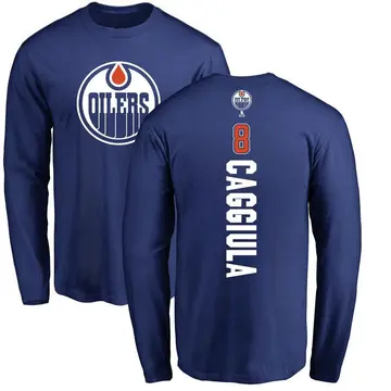 Men's Drake Caggiula Edmonton Oilers Backer Long Sleeve T-Shirt - Royal