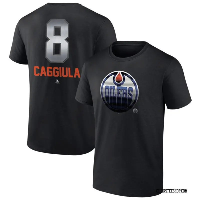 Men's Drake Caggiula Edmonton Oilers Black Midnight Mascot Logo T-Shirt