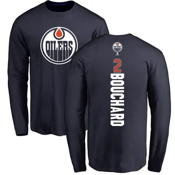 Men's Evan Bouchard Edmonton Oilers Backer Long Sleeve T-Shirt - Navy