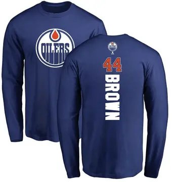 Men's Joshua Brown Edmonton Oilers Backer Long Sleeve T-Shirt - Royal