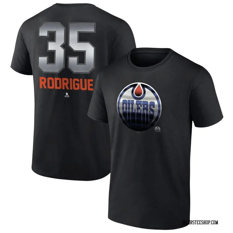 Men's Olivier Rodrigue Edmonton Oilers Black Midnight Mascot Logo T-Shirt