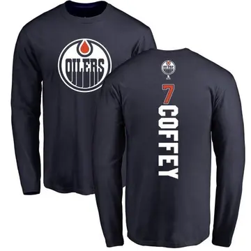 Men's Paul Coffey Edmonton Oilers Backer Long Sleeve T-Shirt - Navy