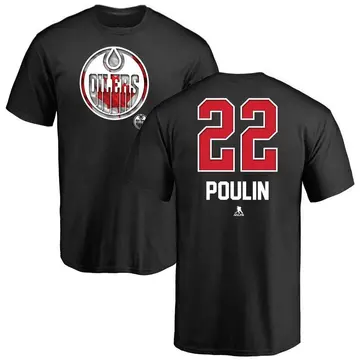 Men's Sam Poulin Edmonton Oilers Name and Number Banner Wave T-Shirt - Black