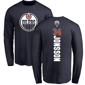 Men's Samuel Jonsson Edmonton Oilers Backer Long Sleeve T-Shirt - Navy