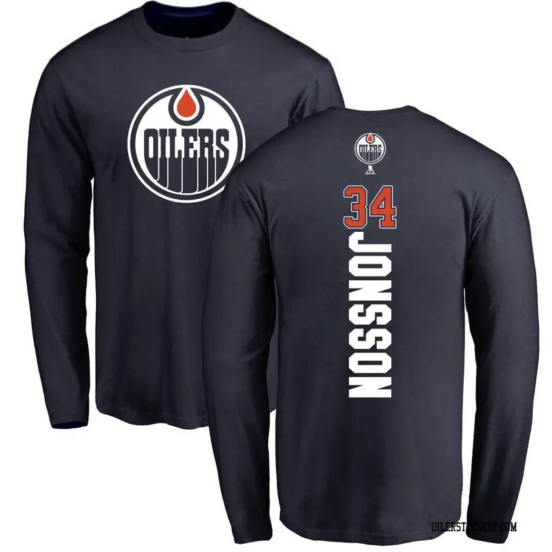 Men's Samuel Jonsson Edmonton Oilers Backer Long Sleeve T-Shirt - Navy