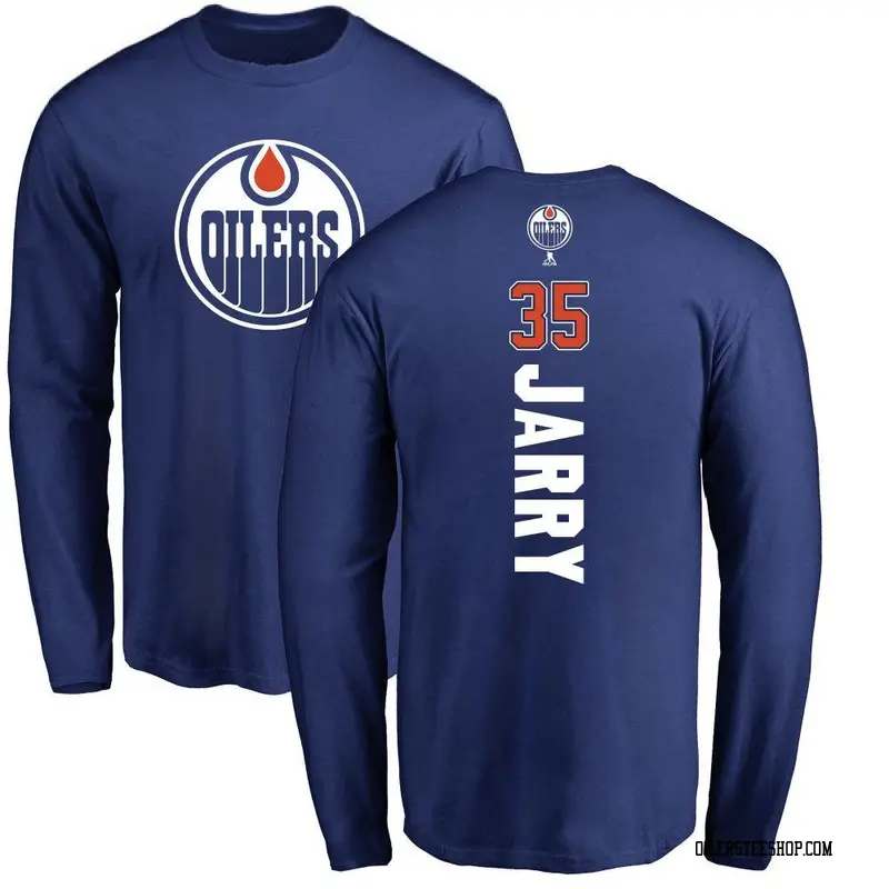 Men's Tristan Jarry Edmonton Oilers Backer Long Sleeve T-Shirt - Royal