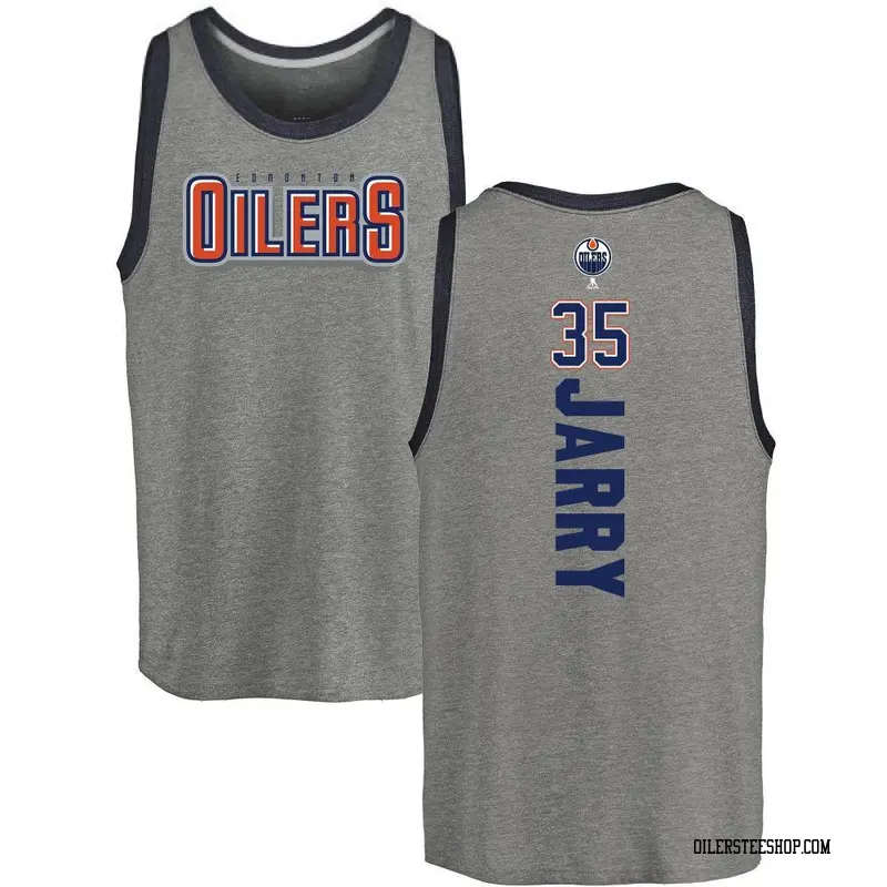 Men's Tristan Jarry Edmonton Oilers Backer Tri-Blend Tank - Heathered Gray