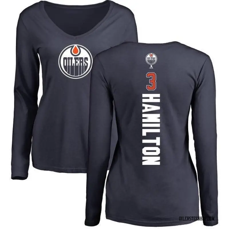 Women's Al Hamilton Edmonton Oilers Backer Slim Fit Long Sleeve T-Shirt - Navy
