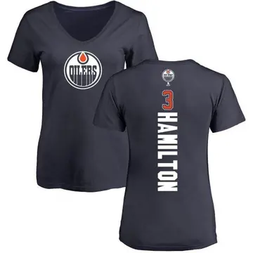 Women's Al Hamilton Edmonton Oilers Backer Slim Fit V-Neck T-Shirt - Navy