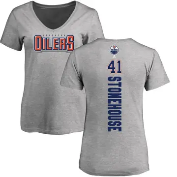 Women's Brady Stonehouse Edmonton Oilers Backer T-Shirt - Ash
