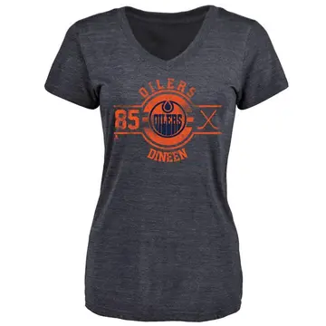 Women's Cam Dineen Edmonton Oilers Insignia Tri-Blend V-Neck T-Shirt - Navy