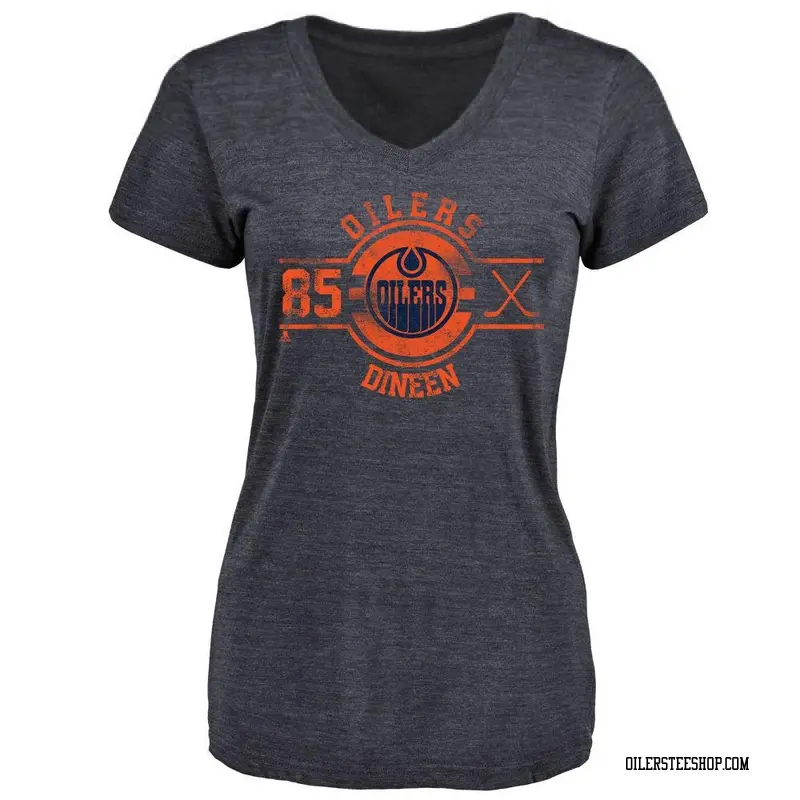 Women's Cam Dineen Edmonton Oilers Insignia Tri-Blend V-Neck T-Shirt - Navy