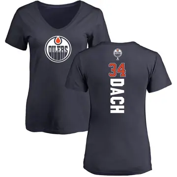 Women's Colton Dach Edmonton Oilers Backer Slim Fit V-Neck T-Shirt - Navy