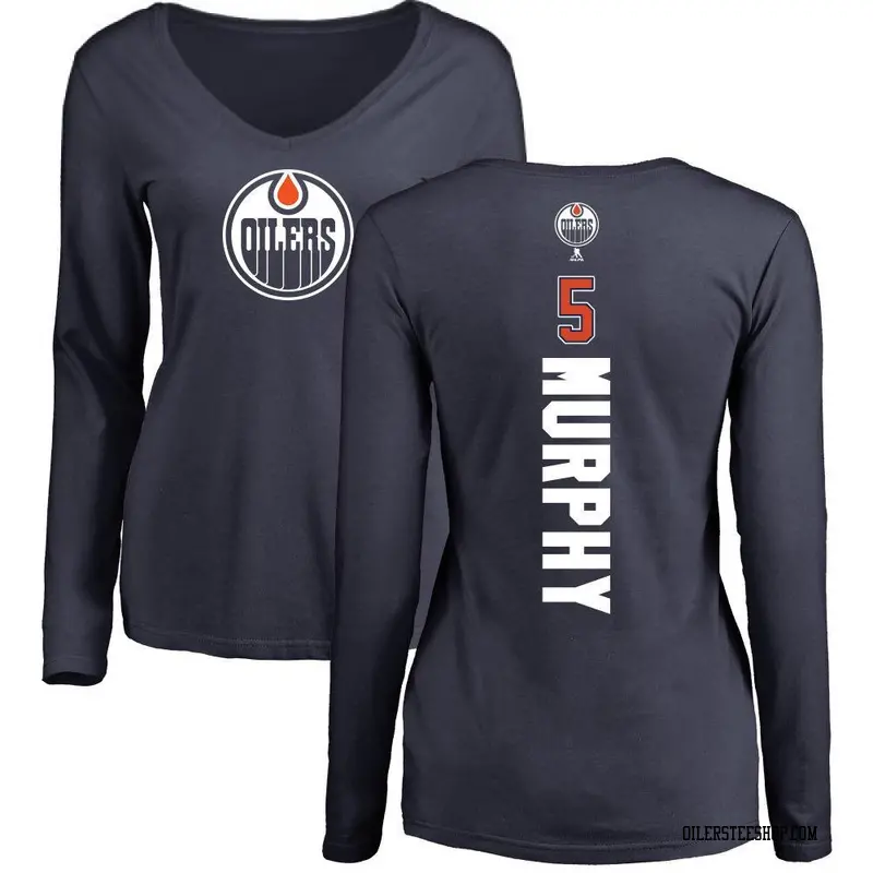 Women's Connor Murphy Edmonton Oilers Backer Slim Fit Long Sleeve T-Shirt - Navy