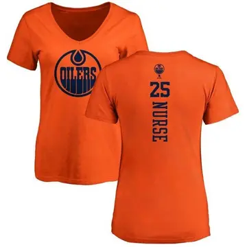 Women's Darnell Nurse Edmonton Oilers One Color Backer Slim Fit V-Neck T-Shirt - Orange