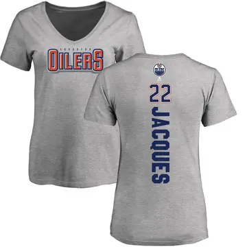 Women's Jean-Francois Jacques Edmonton Oilers Backer T-Shirt - Ash