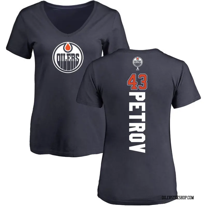 Women's Matvey Petrov Edmonton Oilers Backer Slim Fit V-Neck T-Shirt - Navy