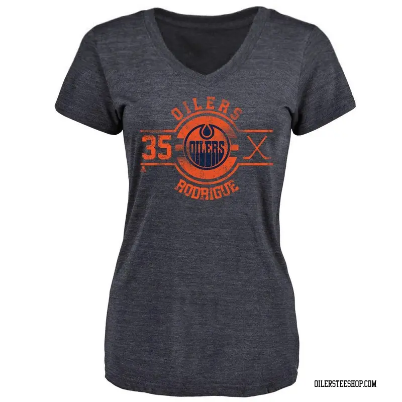 Women's Olivier Rodrigue Edmonton Oilers Insignia Tri-Blend V-Neck T-Shirt - Navy