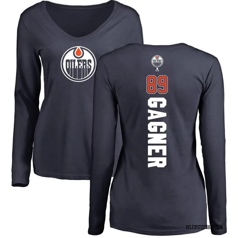 Women's Sam Gagner Edmonton Oilers Backer Slim Fit Long Sleeve T-Shirt - Navy