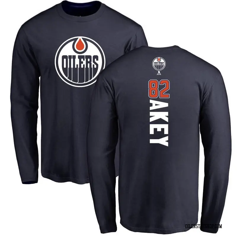 Youth Beau Akey Edmonton Oilers Backer Long Sleeve T-Shirt - Navy