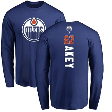 Youth Beau Akey Edmonton Oilers Backer Long Sleeve T-Shirt - Royal