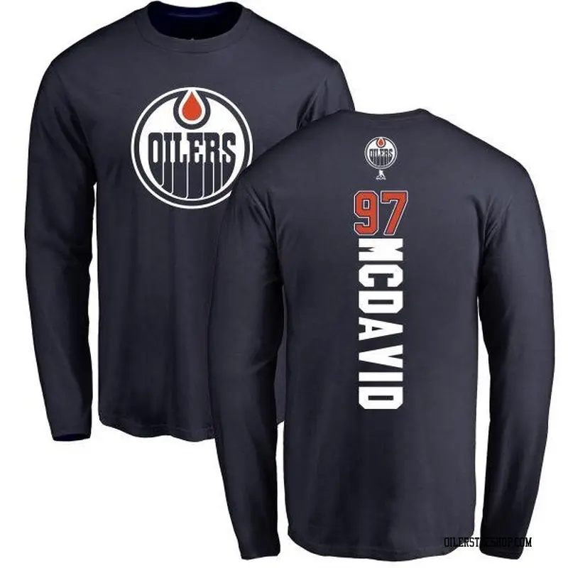 Youth Connor McDavid Edmonton Oilers Backer Long Sleeve T-Shirt - Navy