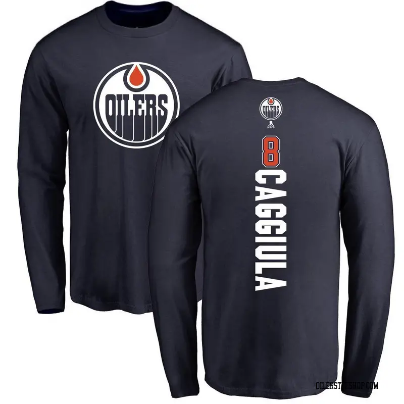 Youth Drake Caggiula Edmonton Oilers Backer Long Sleeve T-Shirt - Navy