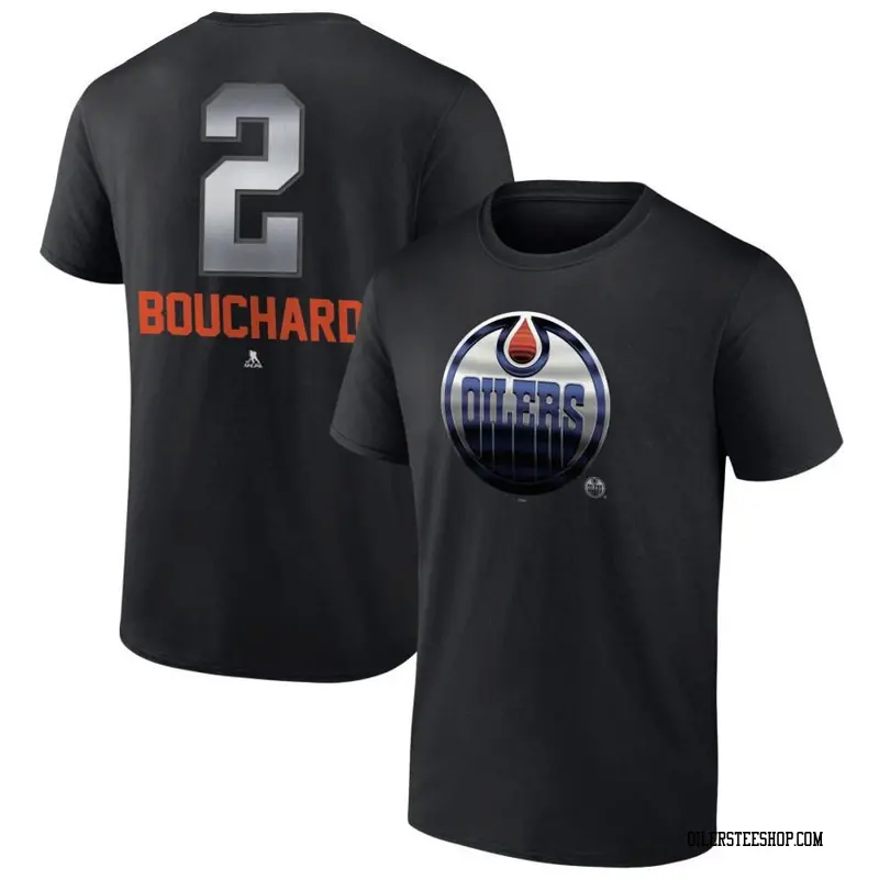 Youth Evan Bouchard Edmonton Oilers Black Midnight Mascot Logo T-Shirt
