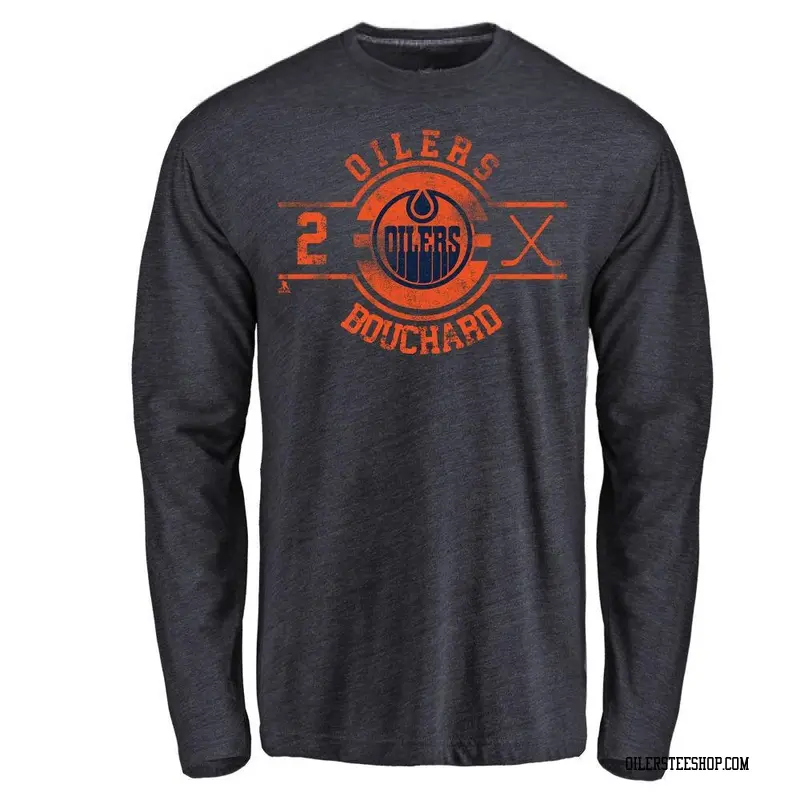 Youth Evan Bouchard Edmonton Oilers Insignia Tri-Blend Long Sleeve T-Shirt - Royal